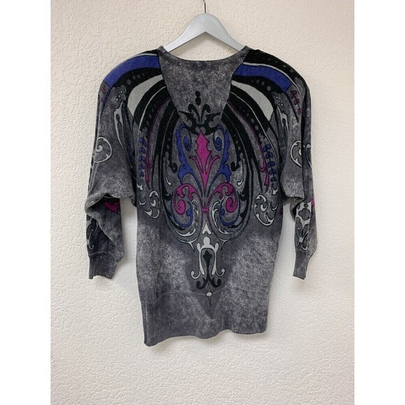 Spree International Lambswool Vintage Sweater Gray Shoulder Pads Womens Large - Picture 5 of 8